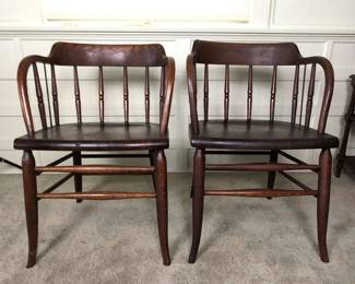 Antique Saloon Style Barrel Back Captains Chairs