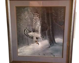Charles Frace Hawk In Winter signed