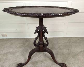 Pie Crust Parlor Table With Carved Bird Accents