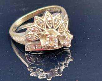 14k White Gold Diamond Antique Ring