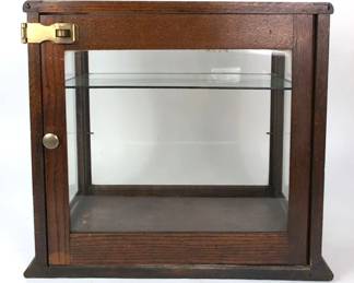 Antique Oak Store Display Cabinet