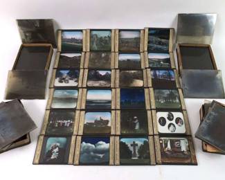 Magic Lantern Glass Slides And Photo Negatives, Antique