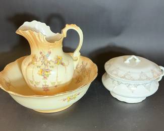 Antique Adams Crown Devon Ceramic Wash Bowl Set plus Chamber Pot