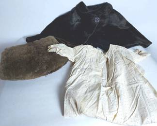 Childs Fur Cape, Gown, and Hand Muff Purse