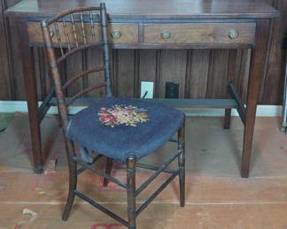 Antique Desk With Side Chair
