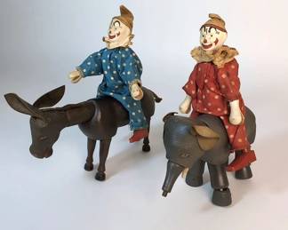 Schoenhut Circus Clowns With Elephant And Donkey