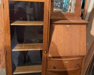 Vintage Oak Side By Side Cabinet
