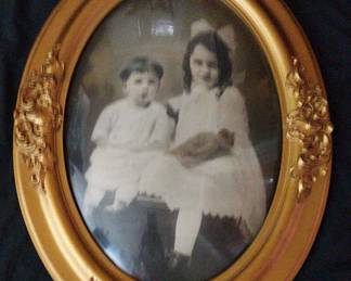 Antique Convex Bubble Glass Portrait Photograph