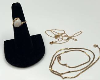 10k Gold Opal Ring 14k Chains