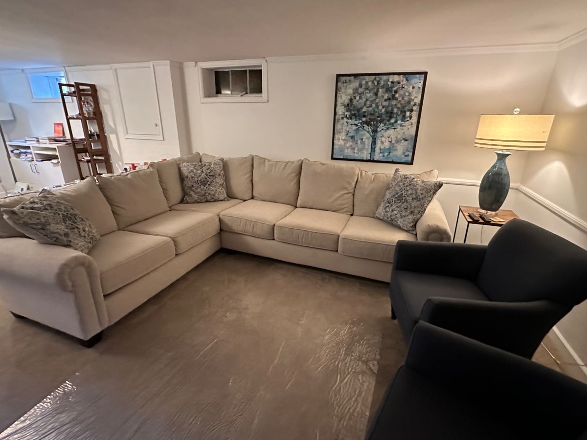 Sectional couch, 2 years old, barely sat on.  Looks brand NEW and comfy.