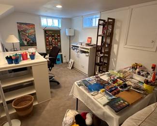 ART desk, ART storage cabinet, and ART supplies