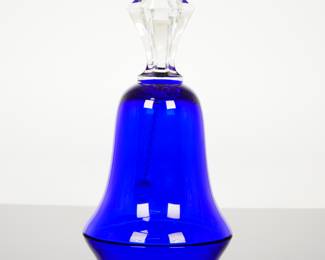 Bohemia Cobalt Blue Crystal Bell w/ Clear Handle