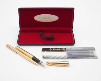 Vintage Parker 14K Gold Filled Fountain Pen & Mechanical Pencil Set