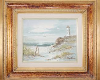 Original Oil on Canvas Board Seascape Painting, Signed