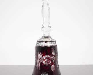Hortensja Poland Ruby Red Cut Floral Pattern Glass Bell