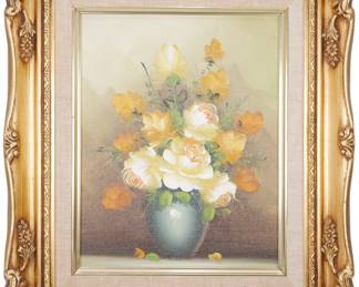Original Oil on Canvas Board Floral Still Life Painting