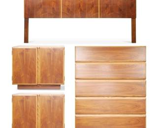 Mid Century Modern Lane Furniture Oak Bedroom Furniture Set (4 Pieces)