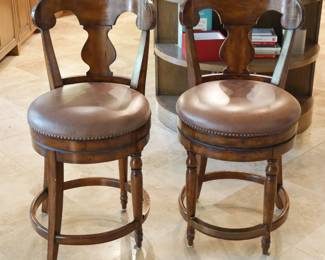Pair of French Style Swivel Bar Stools
