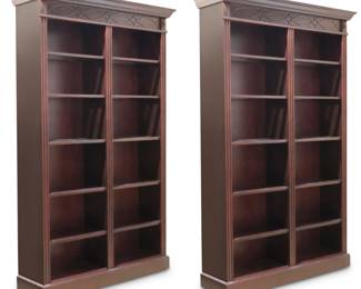 Pair of Traditional Illuminated Tall Bookcases