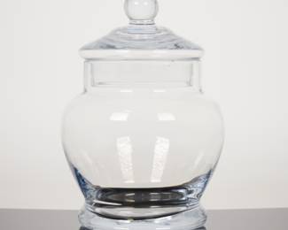 Clear Hand Blown Glass Apothecary Jar w/ Lid