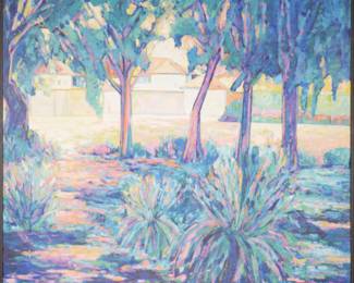 40" x 34" "Tao House with Summer Shade" by Jean Dickow Original Artwork