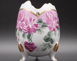 Formalities by Baum Bros Gilded Porcelain Egg-Shaped Footed Floral Vase