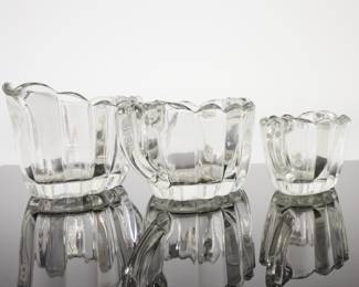 Heisey Crystolite Scalloped Ribbed Glass Cream & Sugar 3-Piece Set