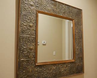 Extra Large 47.5" Embossed Floral Tile Beveled Wall Mirror