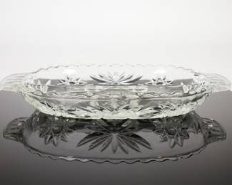 Vintage Anchor Hocking Glass Divided Oval Serving Tray