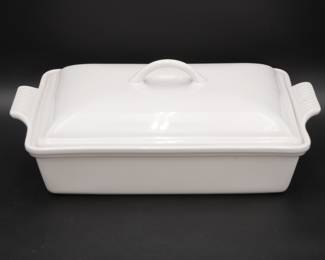 Le Creuset White Stoneware Rectangular Dish w/Lid