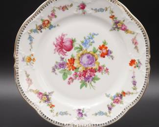 Schumann Bavaria Gilded Plate w/Colorful Floral Design