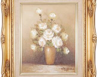Original Oil on Canvas Board Floral Still Life Painting by Sprague