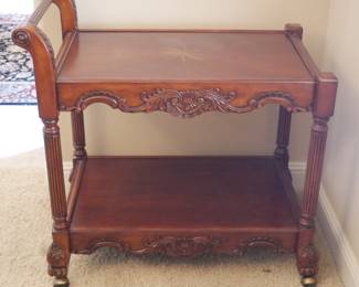 Victorian Style Two-Tier Rolling Tea Cart