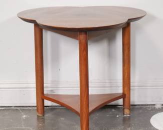 Mid Century Modern Clover Leaf Walnut Side Table Made in Yugoslavia