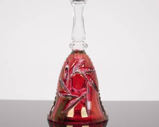 Vintage Val Saint Lambert Crystal Cut Ruby Red Bell