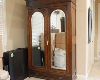 Large Mirrored Antique Armoire
