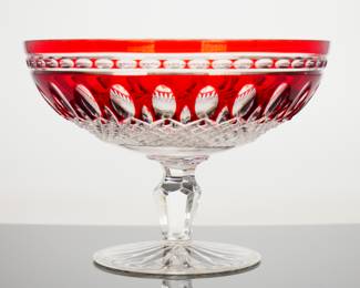 Waterford Crystal Clarendon Ruby Red Footed Compote Bowl