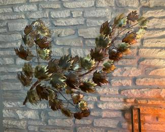 Vintage metal maple leaf wall art - LARGE 