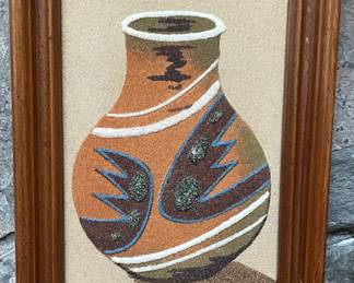 Vintage Southwest style Native American Sand Art 