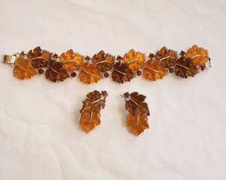 LISNER oak leaf amber bracelet/earrings