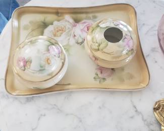 Dressing table powder/hair receiver and tray..Germany