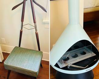 Vintage MCM Gentlemans Butler Chair grooms chair wardrobe 
Lloyd Innovative Mid-Century Modern Freestanding Ventless Smoke-Free Indoor Gel Fuel Portable Fireplace