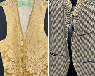 1. 1950s Old Hollywood 18th century style waistcoat (brocade) -- 2. Set of 2 waist coats late 1600s/early 1700s certificate of authenticity from SALEM (television show) 