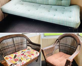 Mid century modern daybed 
Wicker/rattan indoor/outdoor patio furniture 