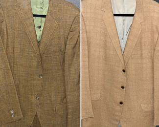 1. 1960s Nob Hill 2 color plaid blazer -- 2. Custom made Jackman Gold wool blazer 