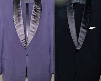 1. 1952 Nebraska Clothing Co Midnight Blue Tuxedo -- 2. 1958 Levy Bros of Louisville black wool tuxedo 