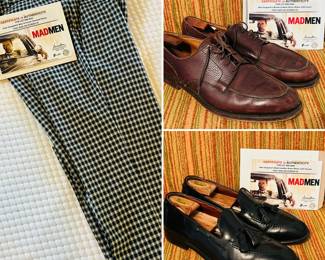 Authentic MadMen clothing memorabilia with certificate of authenticity 

Ken Cosgrove’s black leather dress shoes with tassels 
Ken Castro’s brown leather dress shoes with laces (as seen in the “it’s my job” tap dancing scene 
