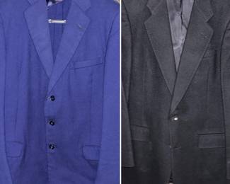1. 1950s Siegel Bros of Superior, blue wool blazer (winter weight) -- 2.  Christian Dior Jordan Marsh black cashmere blazer 