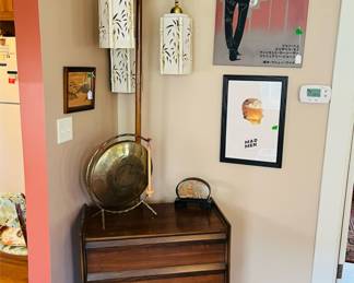 Mid Century Modern oriental terracotta tension rod lamp 

Lane first edition record cabinet   