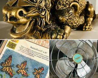 Vintage golden dragon 
Vintage Caron Latch Hook kit 
Vintage Zero desk fan 
